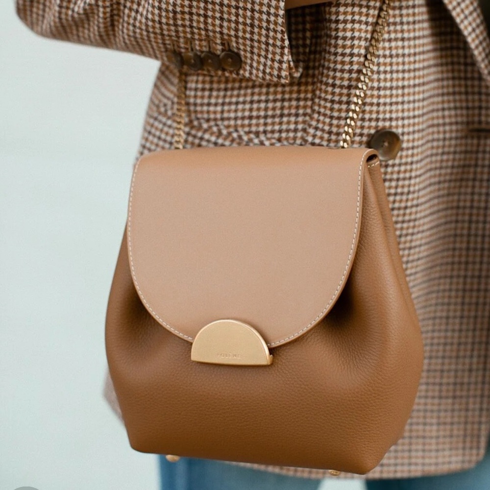 Polene Numero Un Mini Leather Crossbody Bag in Camel